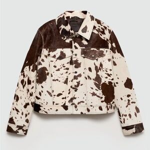 Mango Cow Print Leather Jacket
